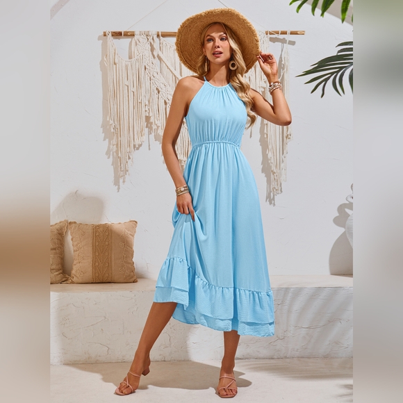 Ruffled Round Neck Sleeveless Dress - Picture 4 of 6